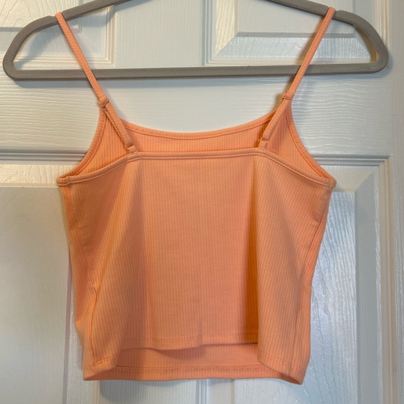 American Eagle Aqua Coral Color Ribbed Camisole Tee - Picture 3 of 3